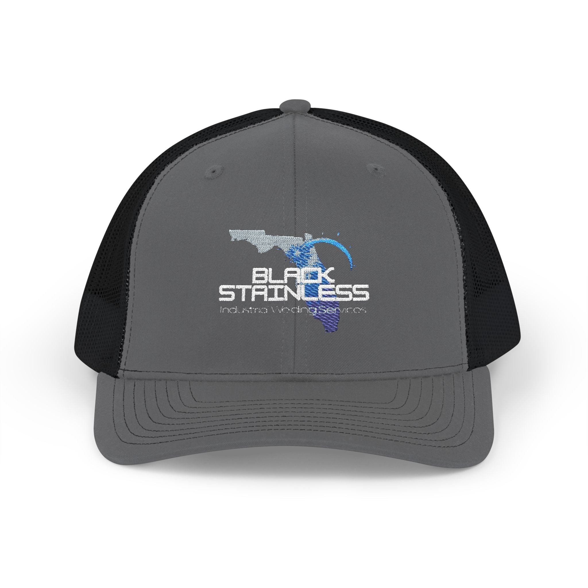 Black Stainless Strongness Embroidered Snapback Trucker Cap