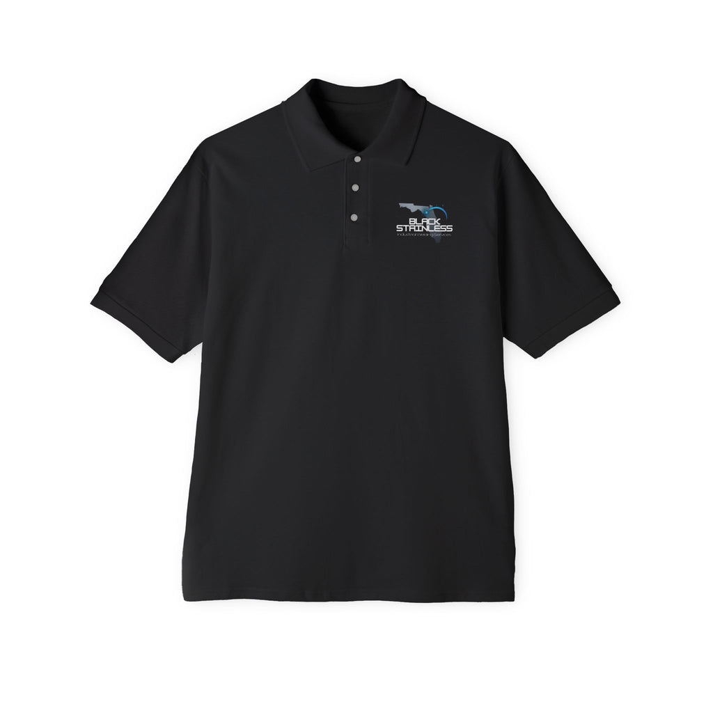 Men's Black Polo Shirt with Small Embroidered Shark Logo — Casual Golf & Workwear work