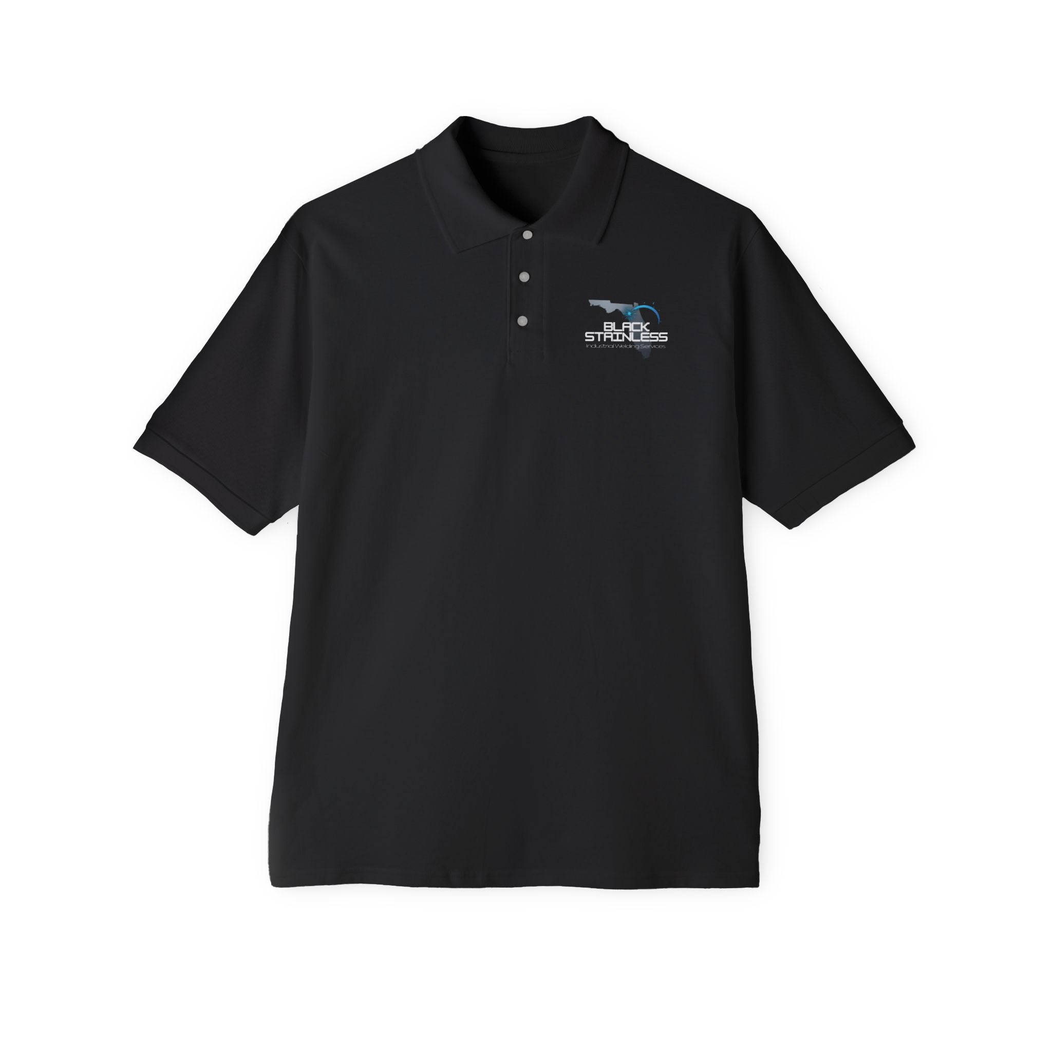 Men's Black Polo Shirt with Small Embroidered Shark Logo — Casual Golf & Workwear work